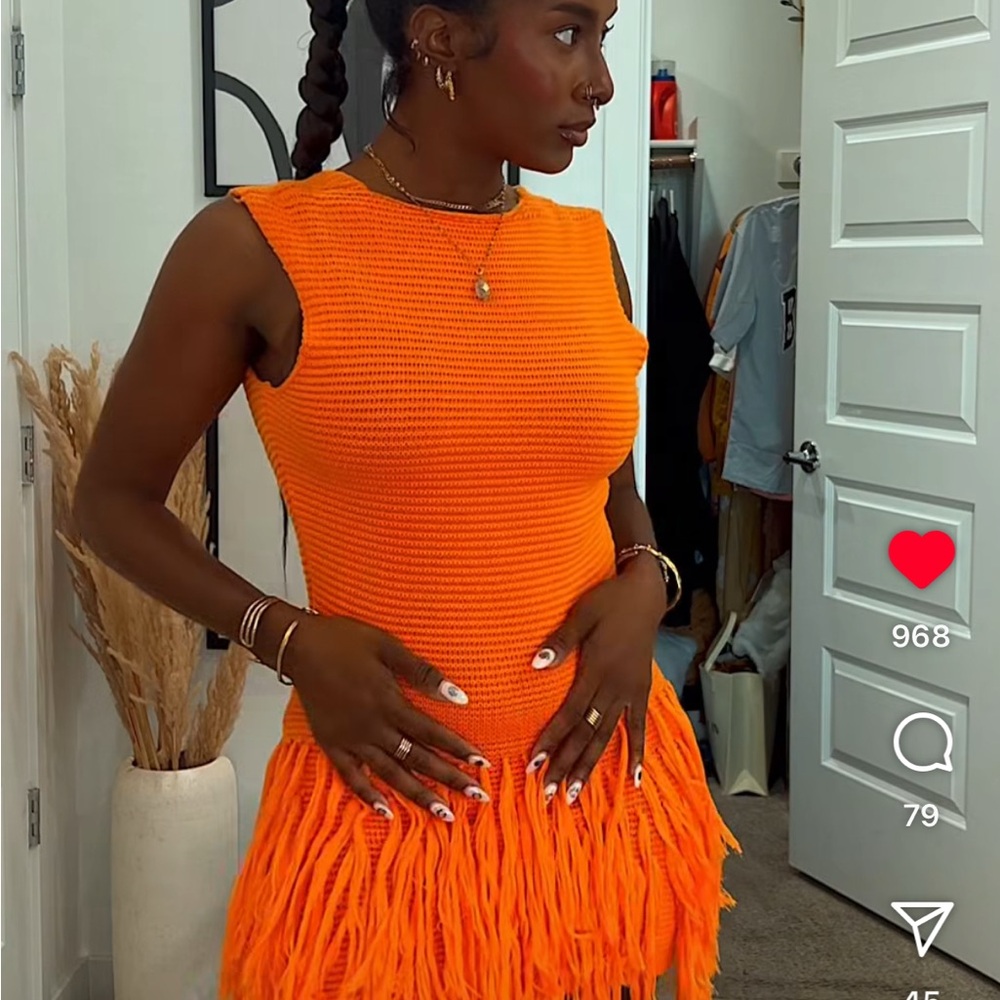 SHEIN Vibrant Orange Knit Mini Dress